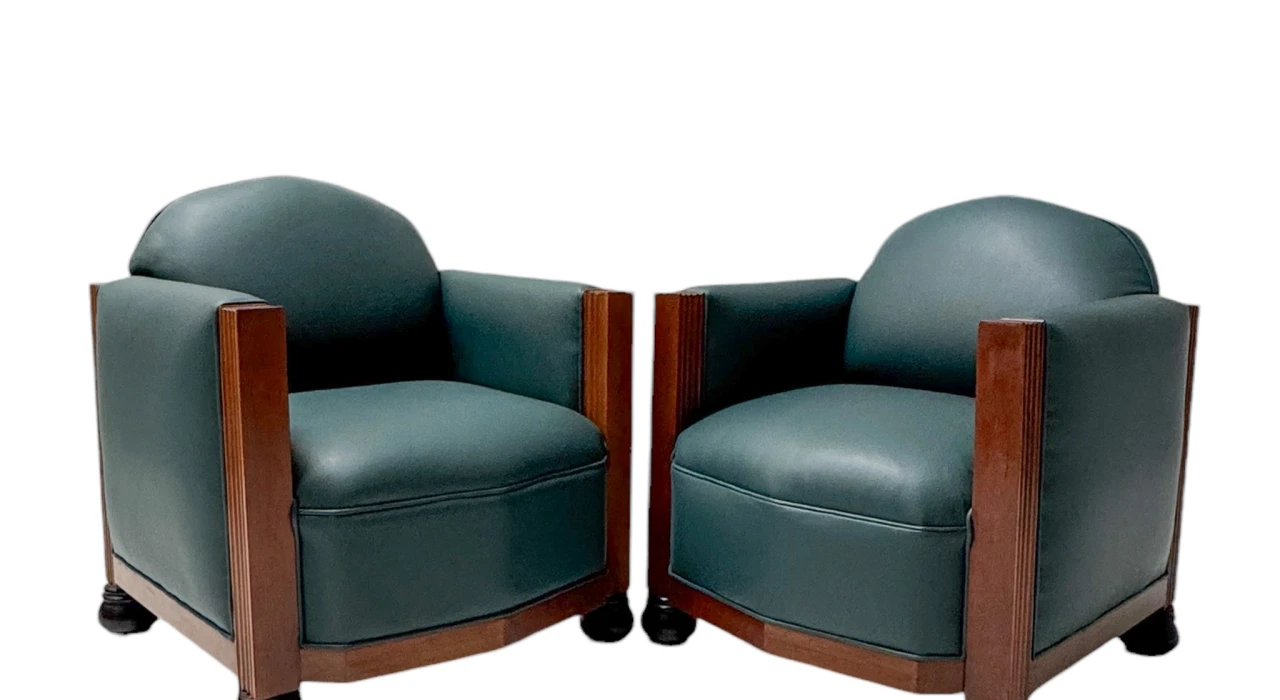 Two Art Deco Amsterdamse School Lounge Chairs by Fa. Drilling Amsterdam, 1920s